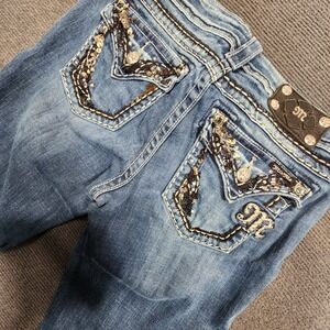 Miss Me Easy Boot Jeans Womens 26 Blue Sequin Embellished Stretch Y2K‎